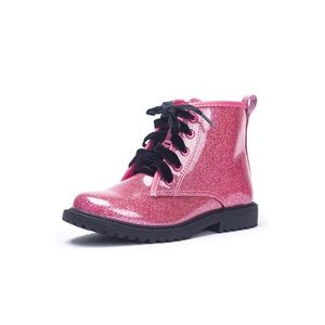 FITORY Girls Glitter Ankle Boots Waterproof Combat Shoes With Side Zipper sz4